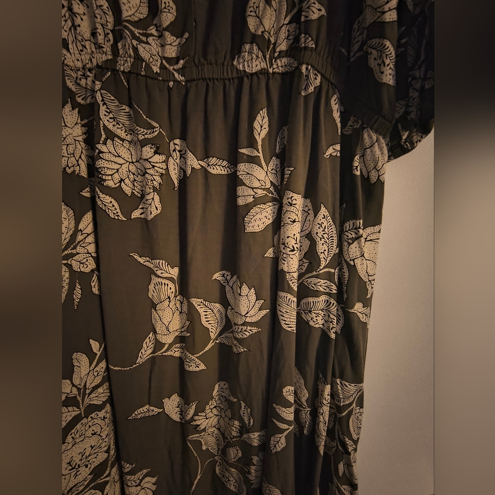 a.n.a. Green & White Floral Cold Shoulder Summer Maxi Dress Size XL - Picture 7 of 7